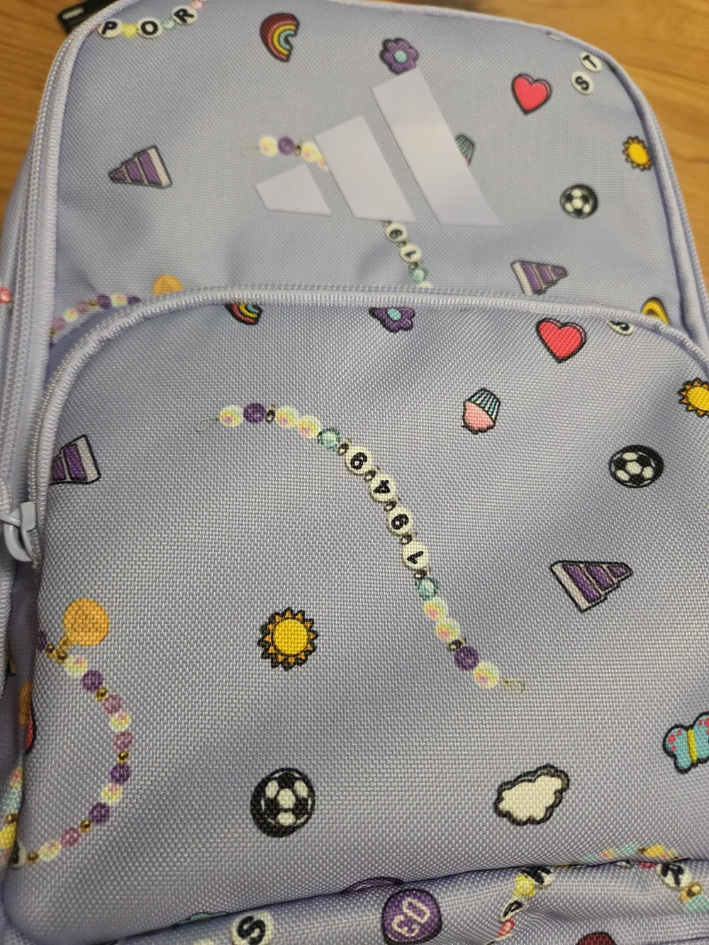 adidas Lavender Girls Lunch Bag with Colorful Emoji Print